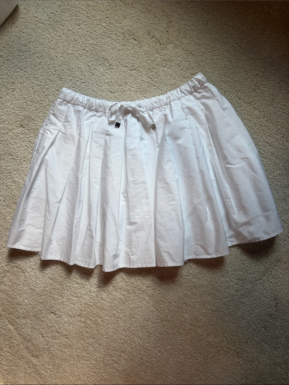 J. Crew White Cotton Poplin Pleated Skirt